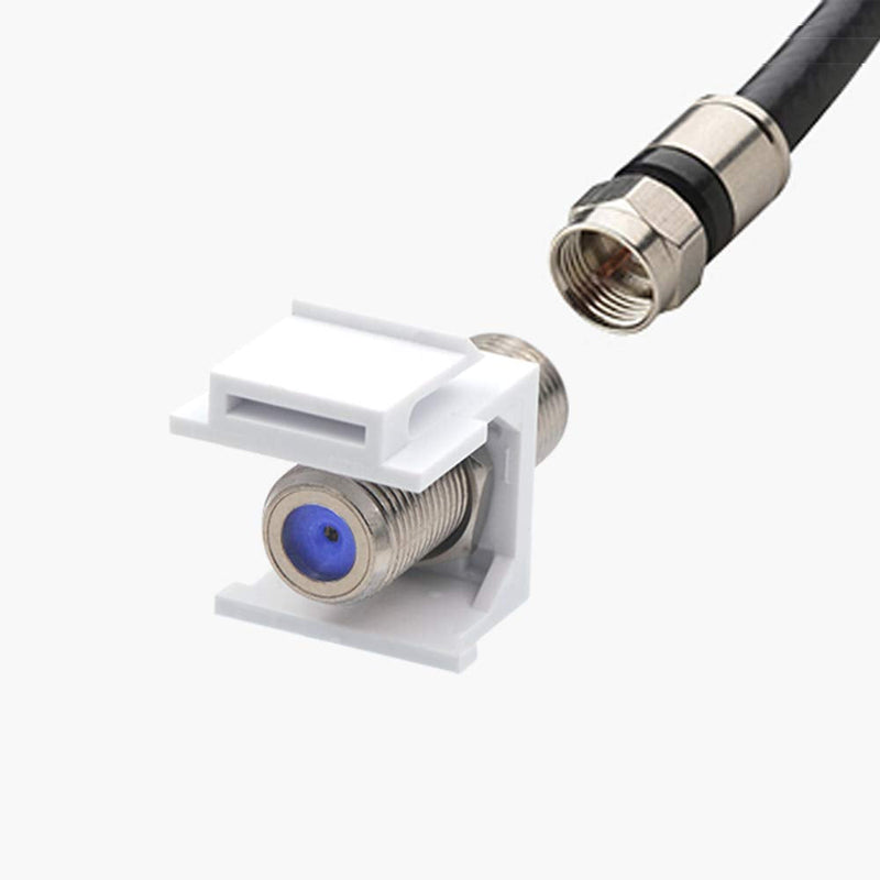 VCE Coax Keystone Jack Insert 10-Pack, 3GHz Coaxial Cable Connector, F-Type RG6 Cable Extender Female to Female for Wall Plate and Patch Panel, Nickel-Plated