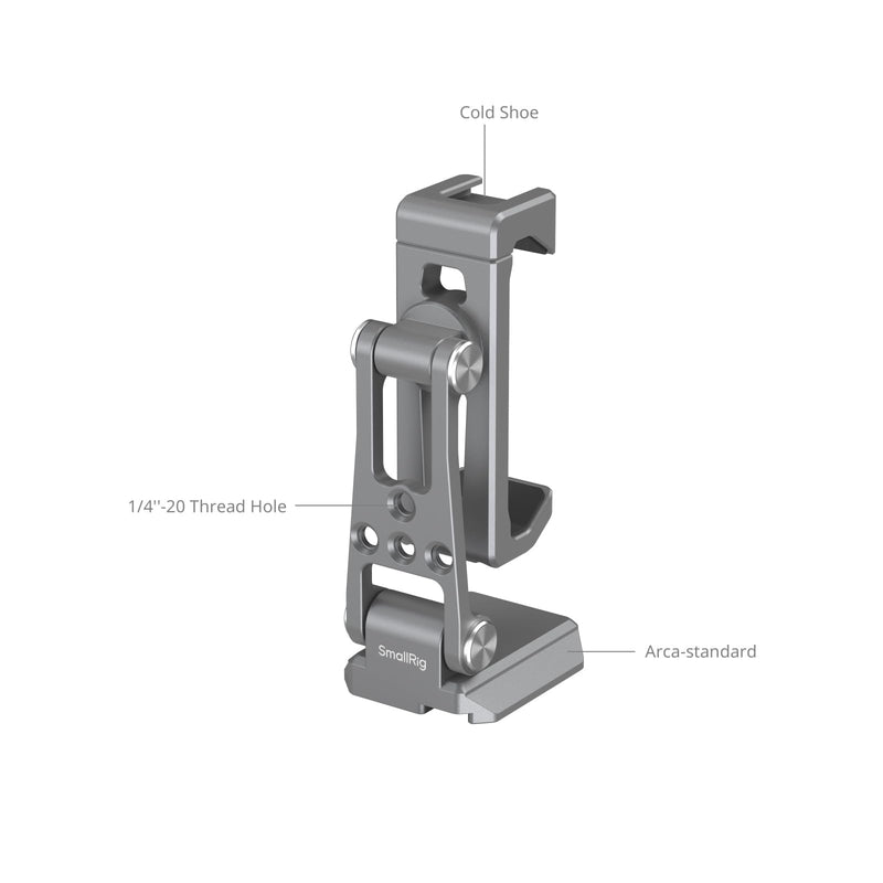 [AUSTRALIA] - SMALLRIG Metal Phone Mount with Baseplate for Arca-Swiss,Compatible for DJI RS 4 Mini & RS 3 Mini, Phone Mount Adapter Support Free Adjustment Joints, Phone Tripod Mount for iPhone 17/16/15-5338 