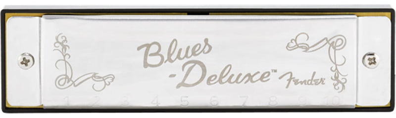 Fender Blues Deluxe Harmonica - Key of C Bundle with Carrying Case, Austin Bazaar Online Manual, and Polishing Cloth
