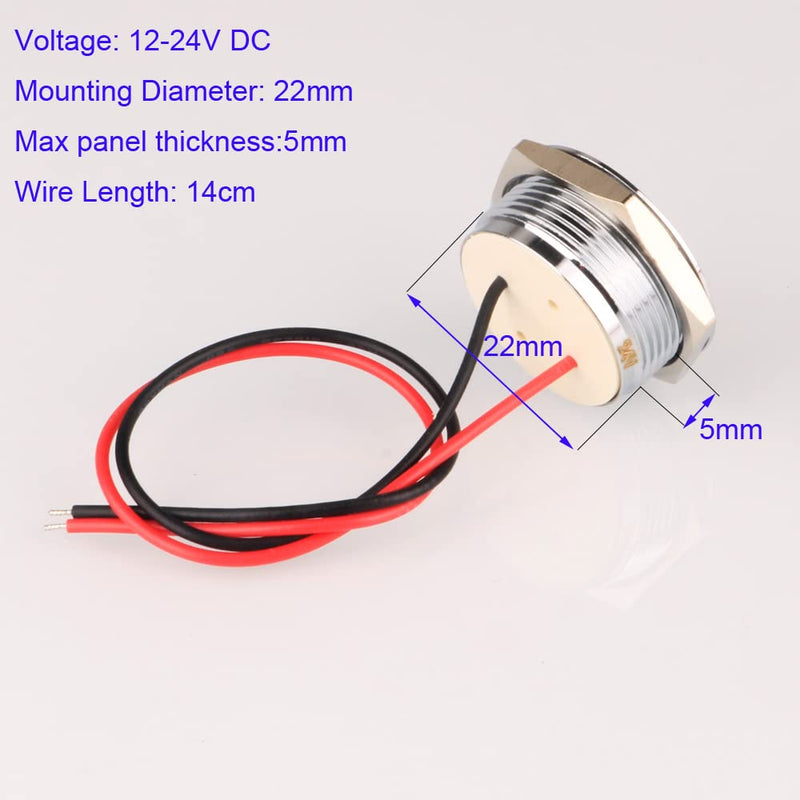 Gebildet 4pcs AC/DC 12-24V 20mA Energy Saving Indicator Metal Indicator Lamp Waterproof Signal Lamp Hole Size 22 mm Red LED (Spherical Surface Head) Red (Ac/Dc 12-24v)
