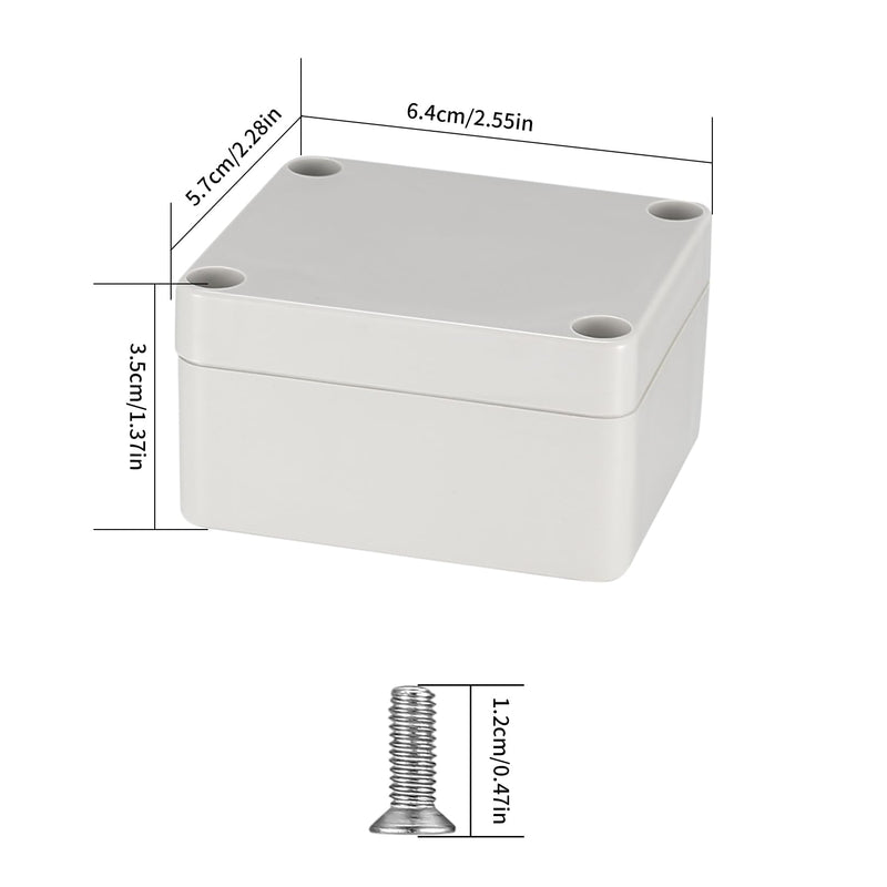 Electronic Junction Box, Junction Boxes, Waterproof IP65, Surface-Mounted Junction Box, Surface-Mounted Box, Electronic Project Box, Connection Box Housing Plastic (Grey White Colour, 63 x 58 x 35 mm) 63x58x35mm Grey and white colour