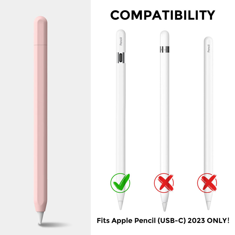 AhaStyle Silicone Case for Apple Pencil (USB-C) 2023 Ultra Thin Protective Cover Skin Apple Pencil Sleeve Anti-Slip Grip Compatible with Apple Pencil USB C (Pink) 1 Pack Pink