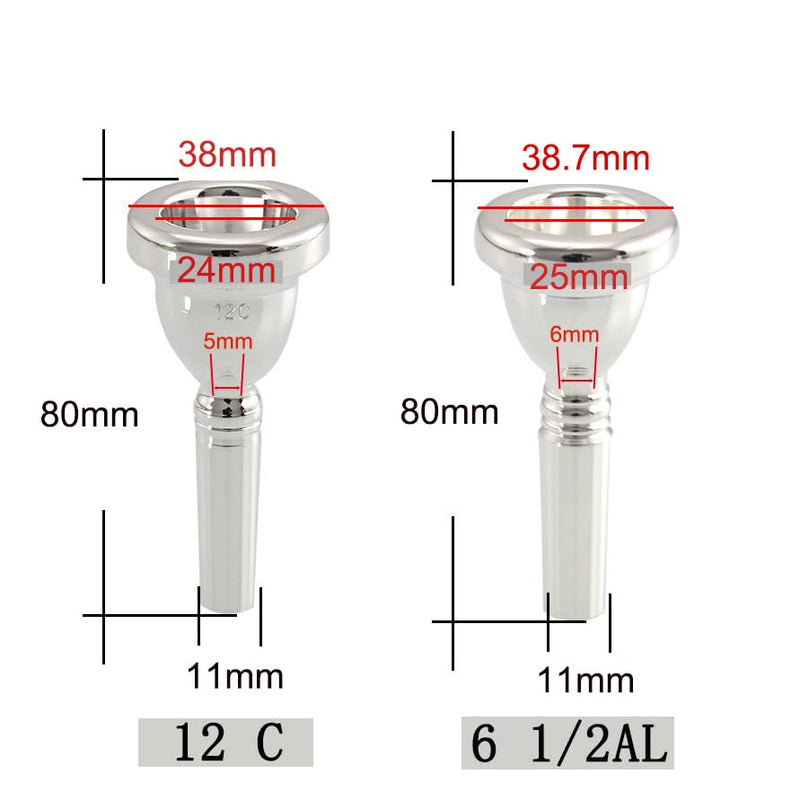 [AUSTRALIA] - Trombone Silver Plated Mouthpiece (6 1/2AL) Baritone Euphonium Mouth Piece Replacement Musical Instruments Accessories (Silver 6 1/2AL) 