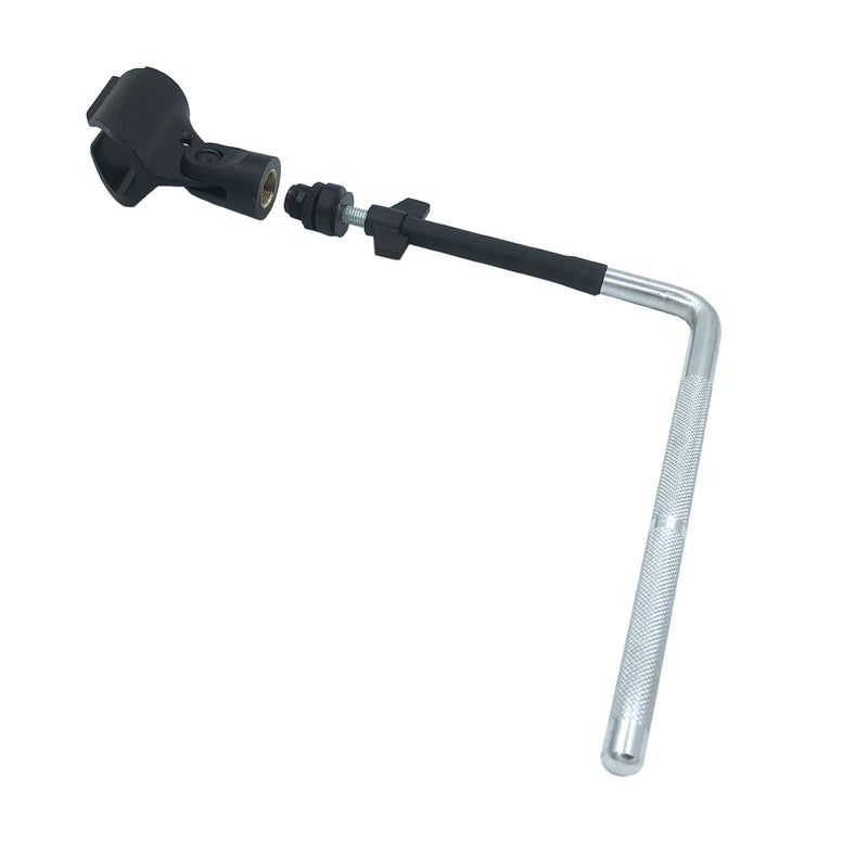 Drum Set Microphone Mount Holder, Drum Rack Mounting Clamp with L Shaped Mic Mount Arm Shock Mount Microphone Clip, Microphone Stand for Hi-Hat Cymbal Stand Percussion Drum Set