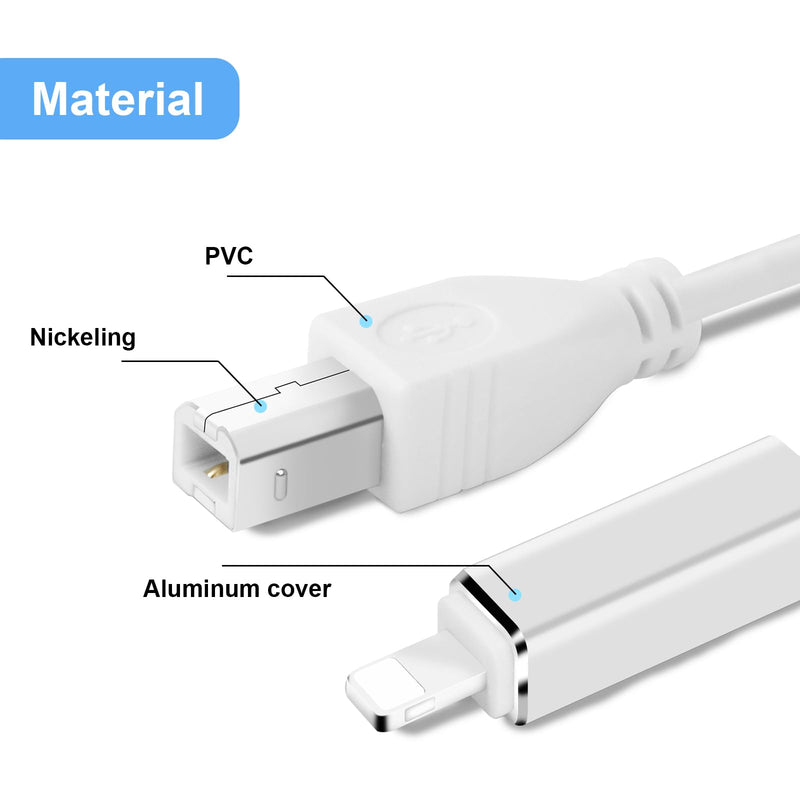 [AUSTRALIA] - Lightnning to USB 2.0 OTG Cable Type B Midi Cable 5Ft Lighting to Midi Cable Compatible with iOS Devices to Midi Controller, Electronic Music Instrument, Piano, Midi Keyboard and More 