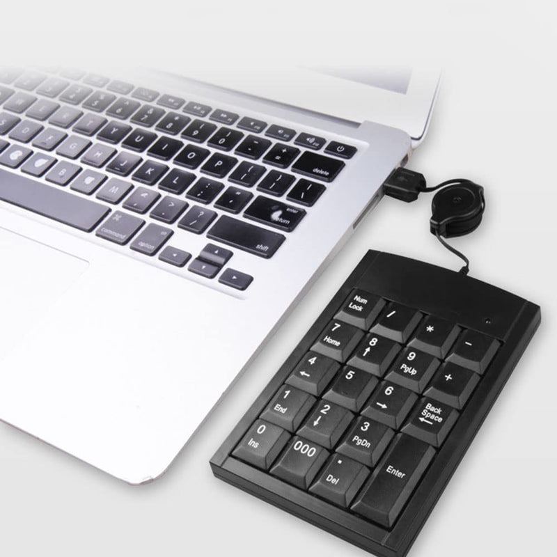USB Numeric Keypad, Wired Numeric Pad for Laptop,19 Keys Ultra Slim Lightweight Ergonomic Portable Mini Number Pad - fr Desktop Computer PC,Surface pro,PC,Notebook iMac,Macbooks, with Retractable Cord retractable keypad
