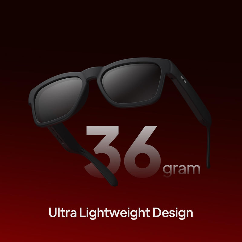 OhO sunshine Bluetooth Audio Sunglasses, Lightweight Open Ear Sport Glasses, 10H Playtime, UV400 ANSI Z87.1, Water Resistant with Voice Control Black Lens