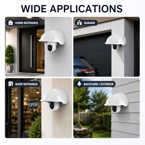 HOMSFOU White Outdoor Camera Protector Cover 11.41X8.07X5.90 Inches White 1pcs