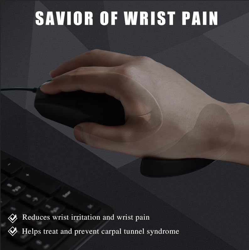 [AUSTRALIA] - JIKIOU Right-Handed Truly Ergonomic Wrist Rest for Mouse 2 Pack, Carpal Tunnel Support, Pain Relief, Anti-Fatigue, Easy Glide, Office Computer Laptop Gaming 2pcs-right-handed 