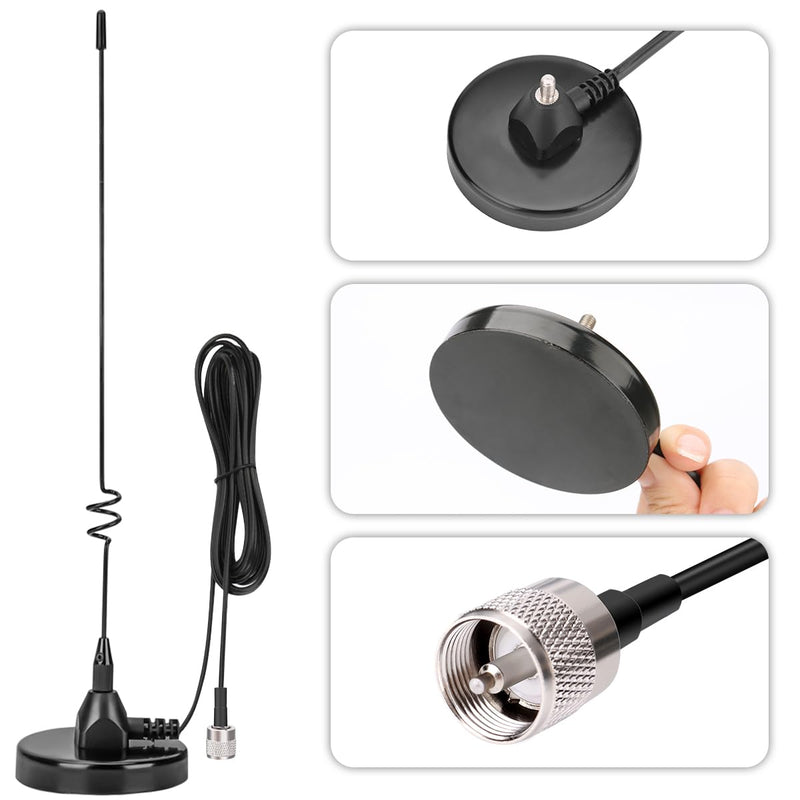 Dual Band Mobile Radio Magnetic Base Heavy Duty Mount Whip Antenna Kit with PL-259 Connector,16.4ft RG58 Cable Compatible for VHF UHF GMRS Car Truck Handheld Ham Radio Two Way Radios Antennas