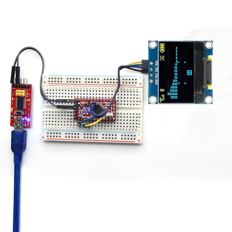 OLED Display, I2C Screen Display Module, Display Module, Self-Luminous Display Board, 0.96 Inch 128 x 64 Pixels, I2C 3.3V-5V, 4 Pins, Clear and Easy to Read Information