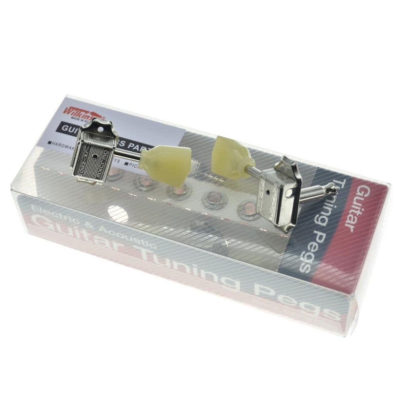 Wilkinson Nickel with Vintage Button 3x3 Deluxe Vintage Tuners Guitar Tuning Keys Machine Heads with Plastic Keystone Buttons for Les Paul/SG/ES, (K1948)