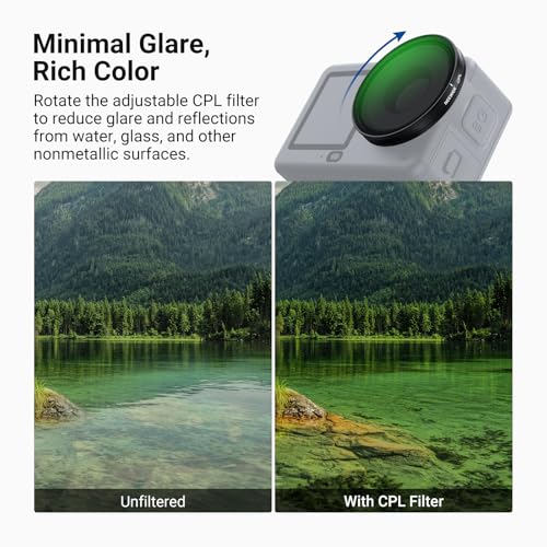 NEEWER CPL + ND Filter Set Compatible with DJI Osmo Action 6 Only, 4 Pack ND8/16/32 Adjustable Circular Polarizing Polarizer Snap On Multicoated HD Action Camera Photography Accessories, FL-B1 4 Pack ND/CPL