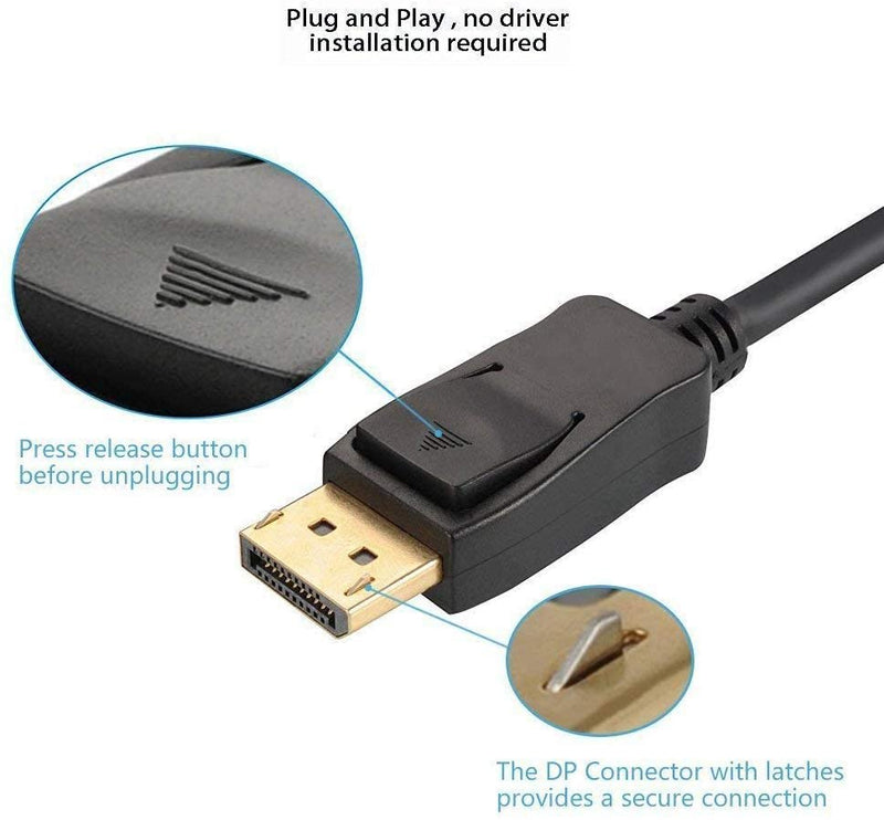 DisplayPort Cable 1 feet 10-Pack, Short Display Port(DP) to DP Cord 1ft [1440P@144Hz,V1.2 ] Black