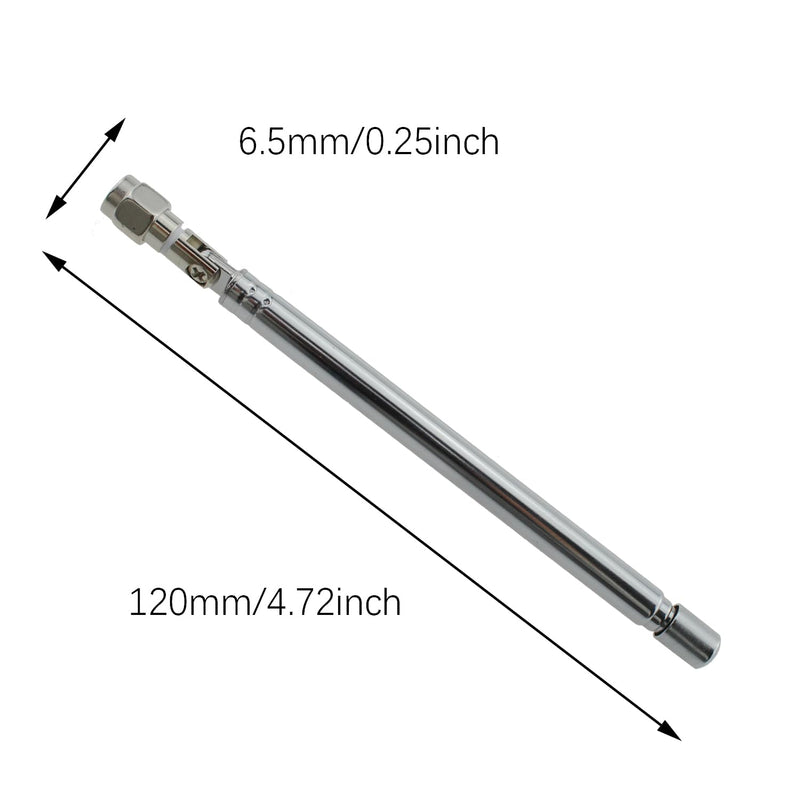 120mm/4.72inch SMA Male Connector Telescopic Antenna Silver SMA Head Tie Rod Telescopic Antenna for SMA Female Adapter TV and Radio and Remote Control