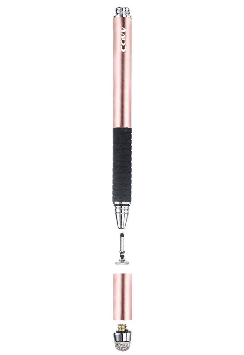 CCIVV Stylus Pen 2 in 1 Fine Point & Mesh Tip for Touch Screen, Compatible for Tablet and Cellphone (1Pc, Rose Gold) 1Pc