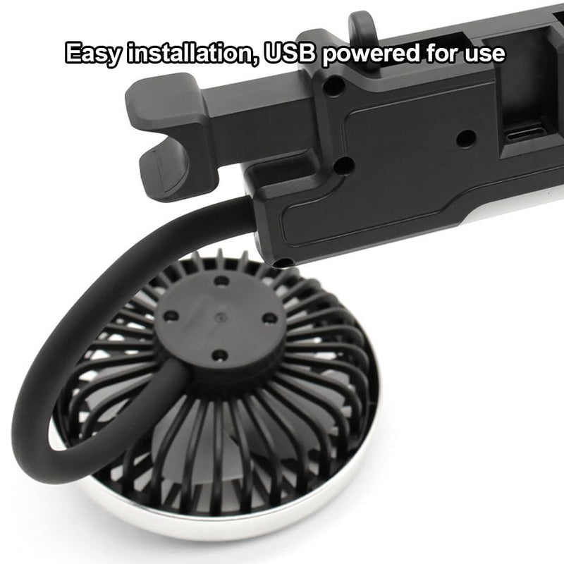 Double 360° Hose Fan for Car Back Seat, USB Headrest Fan with LED Light, Adjustable 3-Speed, Portable Cooling Fans for Vehicle SUV RV Truck Headrest
