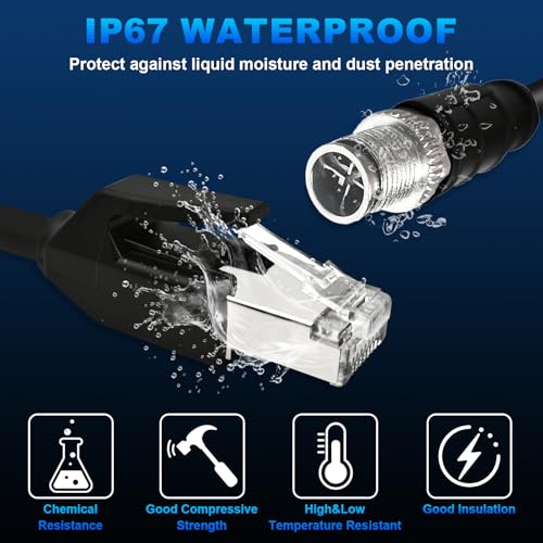 9.9FT M12 8 Pin X Code Male to RJ45 Industrial Cable High Flexible Shielded Ethernet Cable for Industrial Camera 3M 9.9 Feet