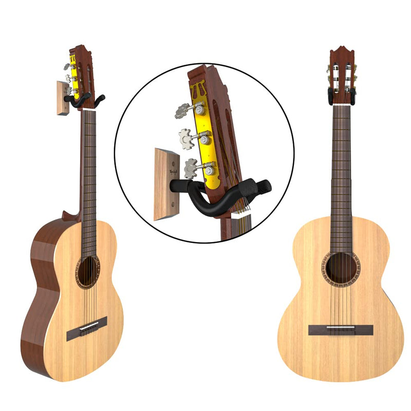 Guitar Wall Mount Hanger 3 Pack, Guitar Hanger,Black Walnut Guitar Hook Holder Stand for Acoustic Electric Bass Guitar Ukulele Mandolin at Home, Studio