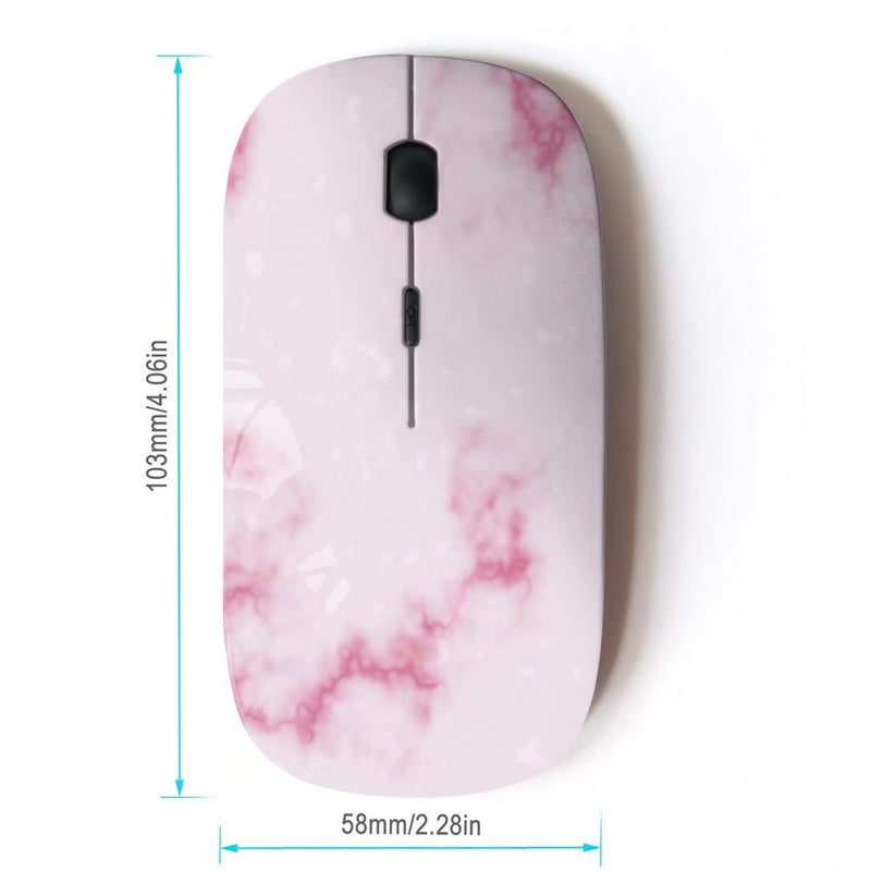 STPlus Light Pink Marble Design Pattern 2.4 GHz Wireless Mouse with Ergonomic Design and Nano Receiver Design #13