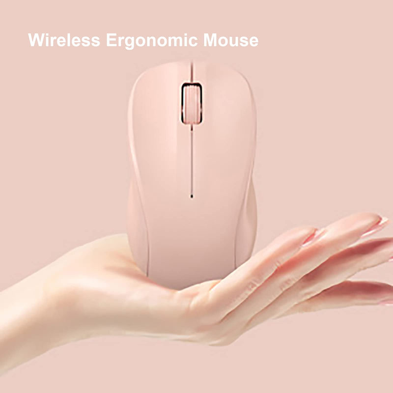 Compact Keyboard MouseCombo,JieruiDeng 79-Key Retro Mini Cute Computer Keyboard 2.4G USB Wireless and Silent Mice Set for Laptop Desktop PC iPad (Pink) Pink