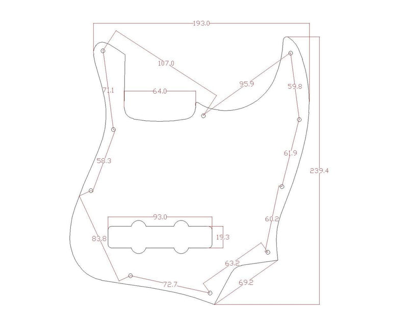 KAISH 4 String J Bass Style Pickguard Bass Pick Guard Scratch Plate for USA/Mexico Jazz J Bass Vintage Tortoise