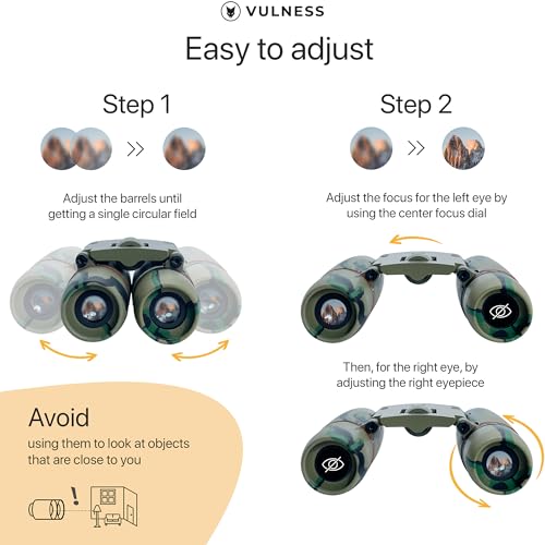 VULNESS Binoculars for Adults, Small Mini Travel Essentials, 8X21, Camo