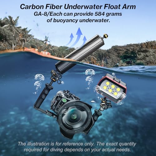 Sea frogs Carbon Fiber Float Arm D60mm, 12'', Buoyancy Provided 580g D60mm, 12'' Carbon Fiber Float Arm