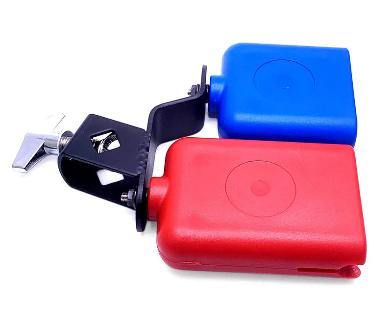 Jam Block Musical Percussion Instrument Plastic Latin Drum Instrument Dual Mounted Bell (Red-Blue) Red-Blue