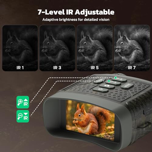 4K Night Vision Goggles, Night Vision Binoculars with 3″ Screen, 10X Digital Zoom, Infrared Binoculars, 5000mAh Rechargeable Battery, 32GB Card Included Tech Gadgets Telescope, Gifts for Men CAMO