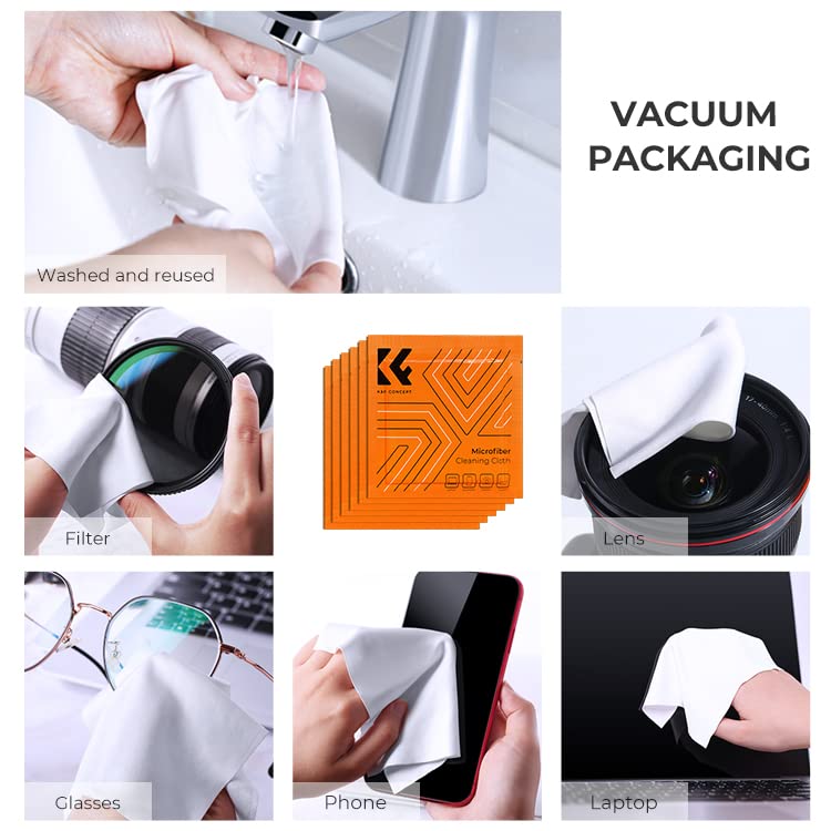 K&F Concept Camera Lens Cleaning Kit - 15ml Sensor Cleaner, Lens Pen Brush, Air Blower, Microfiber Cleaning Cloths & Full-Frame Sensors Cleaning Swabs for DSLR & Mirrorless Cameras