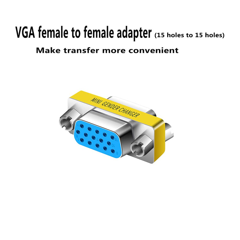 vga to vga 15 vga Connector、Null Modem Adapter Male to Male、Male to Female、vga Female to Female Adapter Extender Dual vga Adapter for 2 Monitors (2, Female to Female)