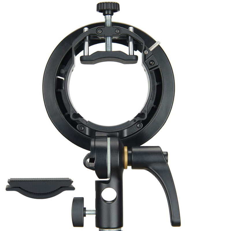 Godox S2 Speedlite Bracket S-Type Bracket Bowens Mount Flash Holder for Godox V1 AD200 Pro AD400 Pro AD200 V860II TT685 TT600 TT350, Precise Tilt Control, Integrated Umbrella Mount