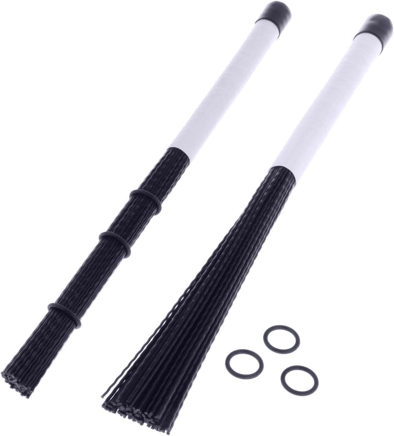 Drum brush Kit Nylon Cajon Brushes Light & Standard Size 1 Pair Retractable Nylon Brush Stick with Comfortable Rubber Handles for Cajon Jazz Percussion Accessories (White)