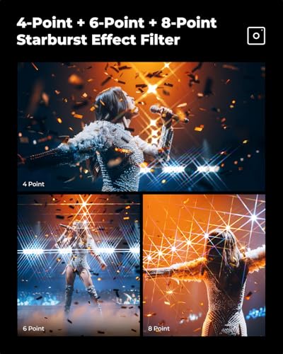 K&F CONCEPT 82mm Star Filters Kit 3pcs 4+6+8 Points Starburst Filters Set
