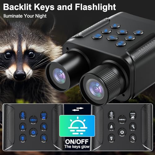 Night Vision Goggles, 4K Night Vision Binoculars for Adults with 8000mAh Rechargeable Battery, 4.0 HD Screen, 5X Digital Zoom, 7 Levels IR, 64GB Card,1968FT Range for Hunting & Camping