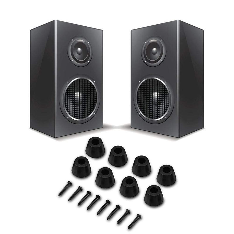 4 Pairs Speaker Rubber Feet Anti-Vibration Base Pad Stand for Speaker Guitar Amplifier w/Screws 30x20mm