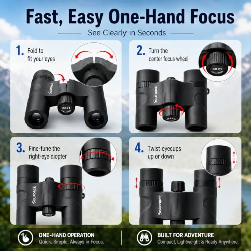 8x21 Compact Binoculars for Adults BAK4 Prism High Powered