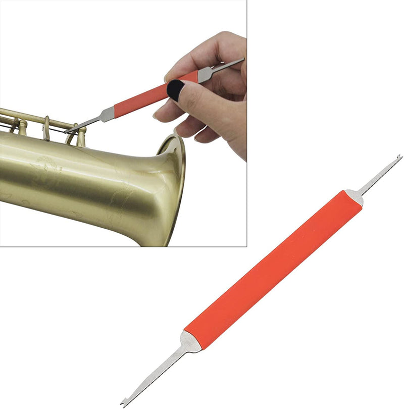 9PCS Saxophone Repair Tool Woodwind Instrument Maintanance Kit Stainless Steel Key Cover Adjusting Spring Hook Trimming Tool Reverse Tweezers Set for Sax Clarinet Oboe Flute Piccolo