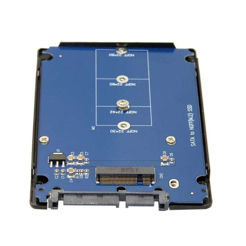 [AUSTRALIA] - NFHK B+M Key Socket 2 M.2 NGFF (SATA) SSD to 2.5 SATA Adapter Card Adapter with Black Metal Case NGFF B-key to SATA 