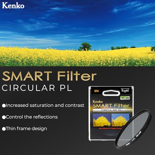 Kenko Camera Lens Effect Filter Smart C-PL 82mm, for Landscape, Adjust Contrast and Saturation, Removes Diffuse Reflection of Light, Low-Profile, 382950