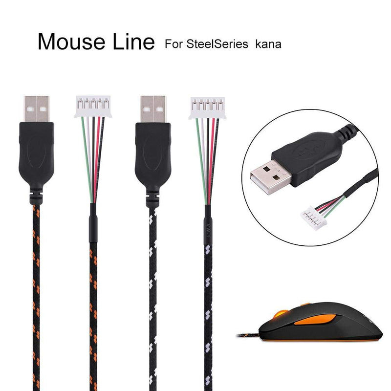 Richer-R 2.2 Meters USB Mouse Lines Wire Mice Cable Replacement Part Repair Accessory for Steelseries kana Mouse Computer Mouse Cable(Black+White) Black+White