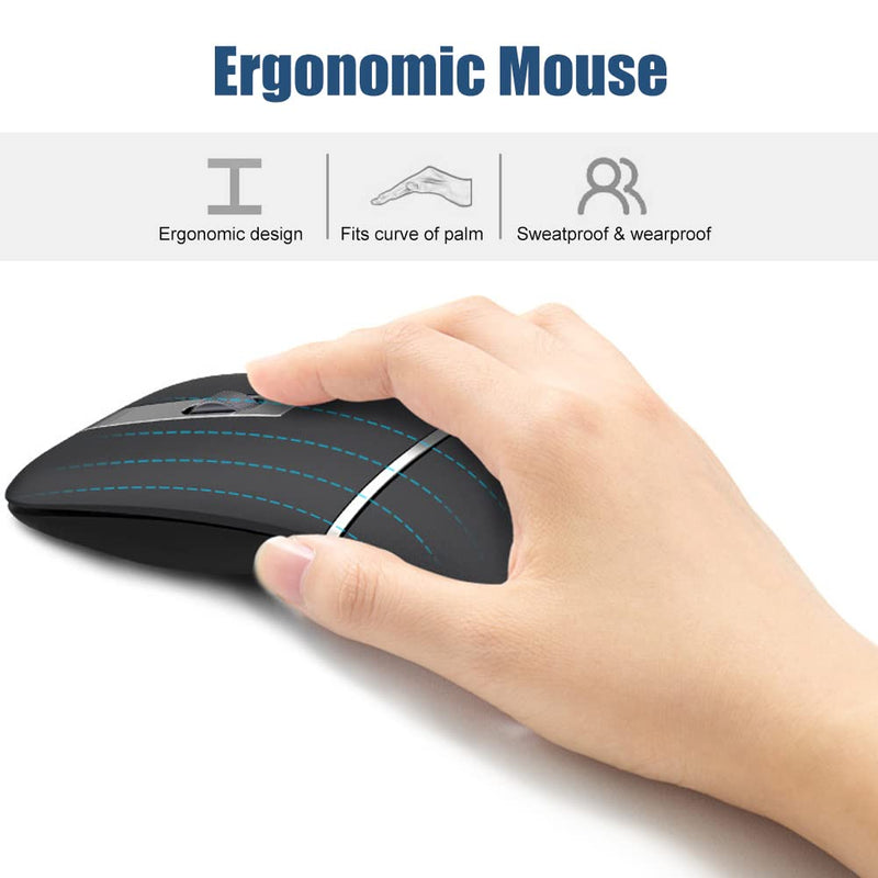 NORMIA RITA Foldable Arc Wireless Mouse Silent Click Bluetooth 2.4GHz Dual Modes Portable Curved Mouse for Home, Office, Travel Gray