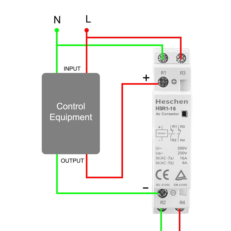 [AUSTRALIA] - Household AC Contactor, HSR1-16, Ie 16A, 2 Pole, 2NC, DC 24V Coil Voltage, 35mm DIN Rail Mount 