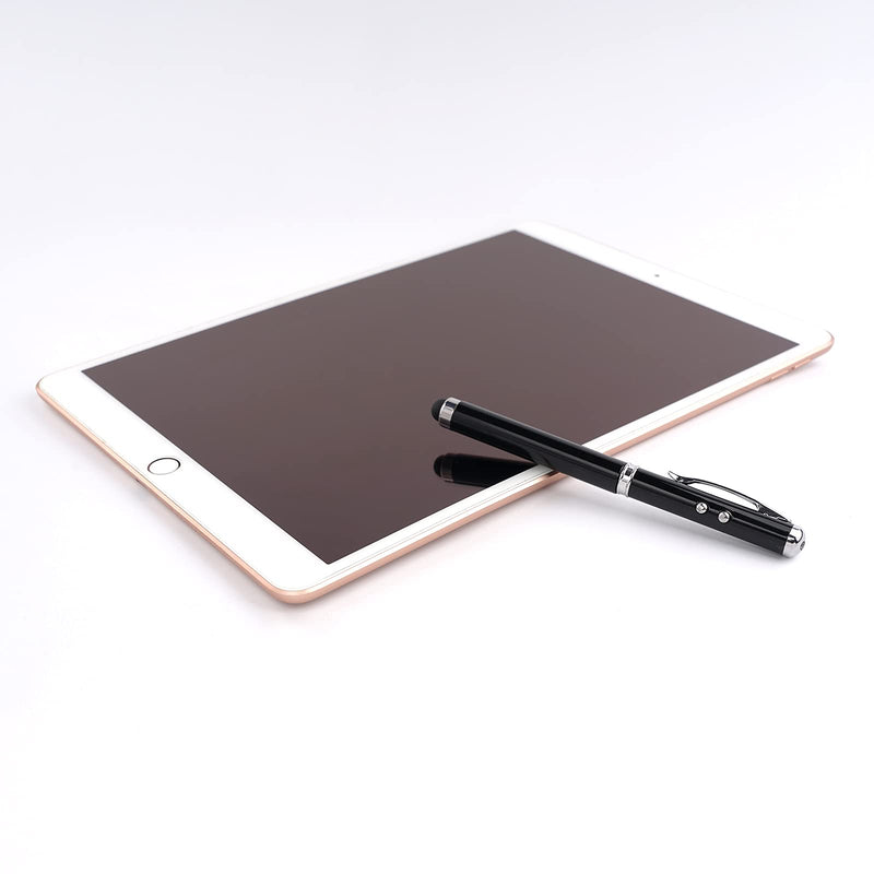 Metal multi-function pen, touch screen stylus, flashlight with white light, infrared, creative Christmas and birthday gifts (2 Black) 2 black