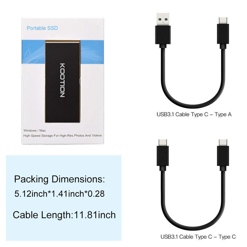 KOOTION External SSD 250GB Portable SSD High-Speed Solid State Drive, Read up to 500MB/s & Write up to 450MB/s B. 250GB - Black