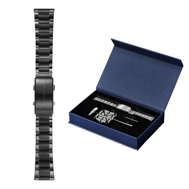 pininfarina 22mm Metal Watch Band – 316L Stainless Steel Watch Strap with Quick Release – Universal Black Metal Watch Band for Men & Women, Hybrid Smartwatch Compatible Light Grey