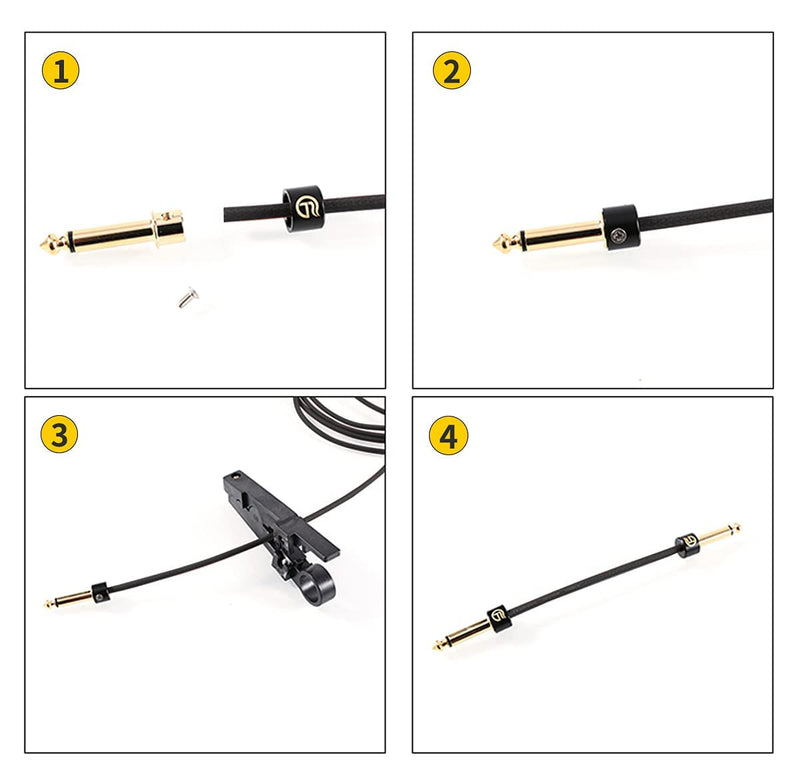 GHOSTFIRE Solderless Pedalboard Cable Kit, 6.5ft Cable & 10 Nickel Plated Copper Tip Connectors for Guitar Effects & Pedal Board, DIY Custom Patch Cables with Cutter, Bolt Driver (SP-02) SP-02