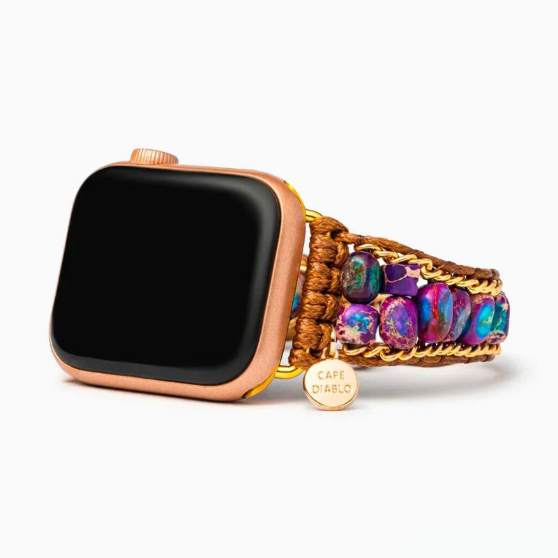 Cape Diablo Compatible with Apple Watch Band 49mm 45mm 41mm 44mm 42mm 40mm 38mm Boho Handmade Watch Strap for Women for iWatch SE/Ultra Series 9 8 7 6 5 4 3 2 Moonlight Jasper