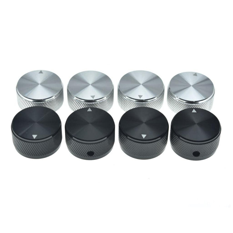 KAISH 2-Pack 1-3/16"(30mm) Diam. Aluminium Potentiometer Knobs 1/4" Universal Metal Pot Knobs with Indicator and Set Screw for AMP Amplifier/Power Amplifier/Preamps Black with Knurl Design